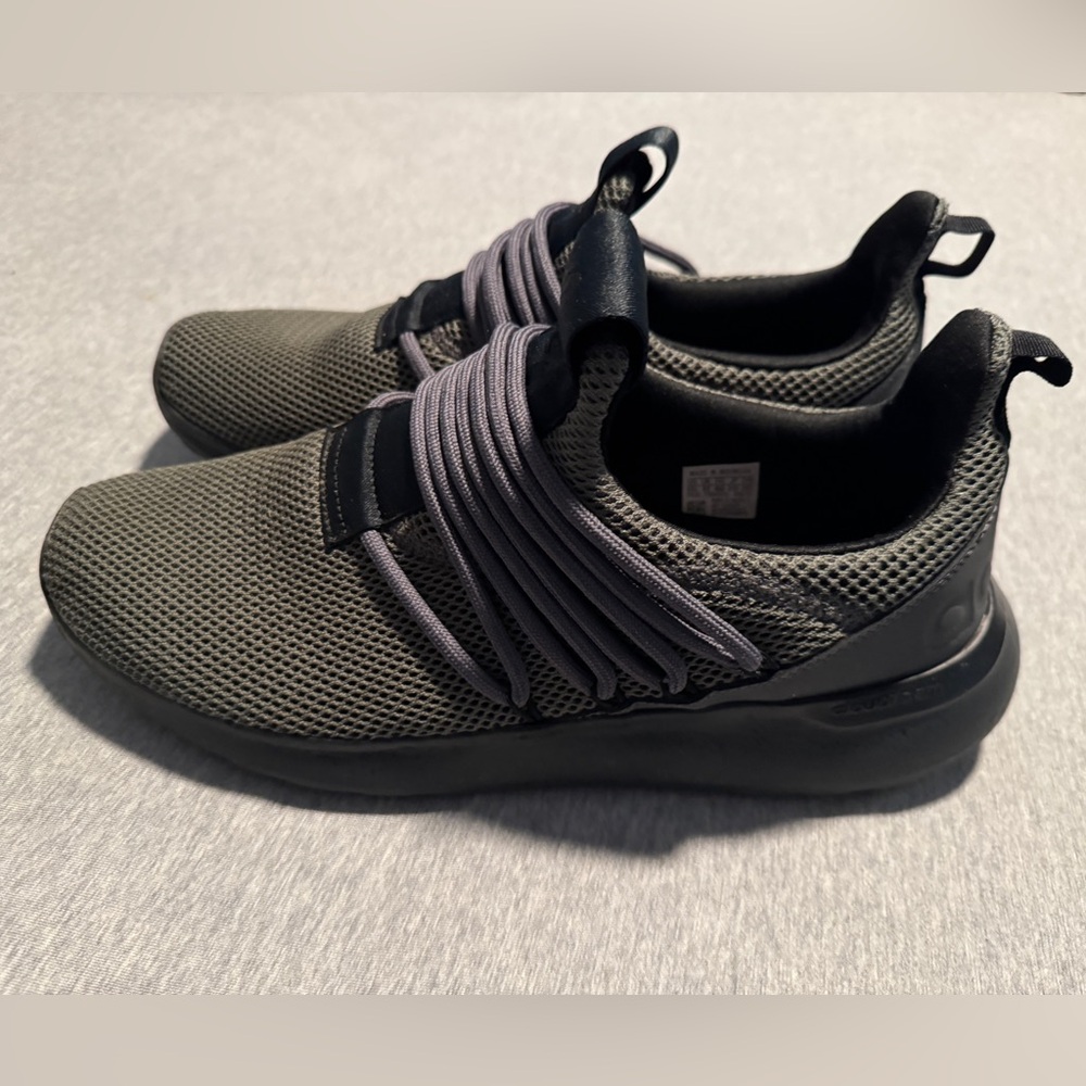 Adidas Black and Green Cloudfoam Sneakers Size 11.5